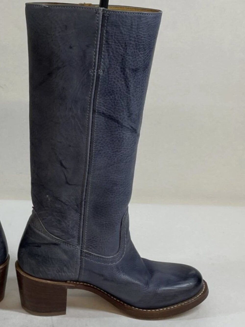 ULTRA RARE Frye Campus 14L Blue Real Leather Knee High Tall Fall Chunky Boots